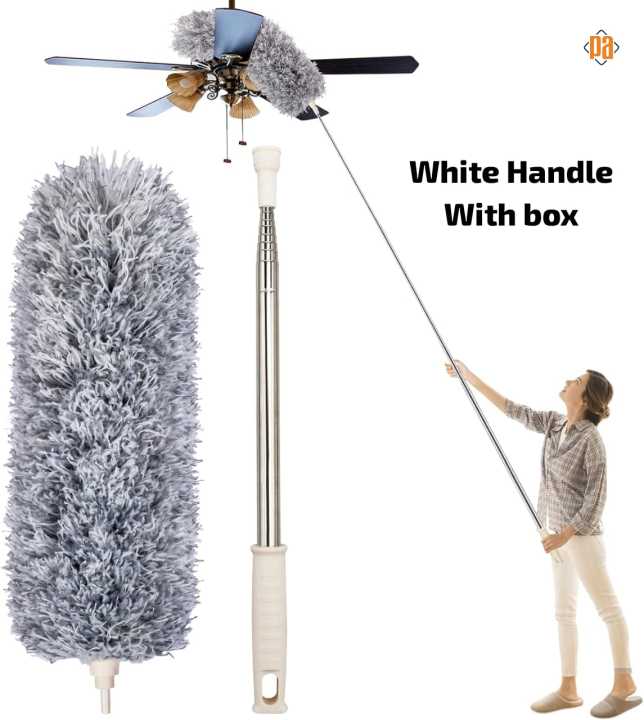 Fulminare Microfiber Feather Duster Bendable & Extendable Fan Cleaning Duster with 100 inches Expandable Pole Handle Washable Duster for High Ceiling Fans,Window Blinds, Furniture