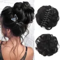 Wavy Hair Piece Messy Curly Hair Bun Invisible Hair Extensions Updo Synthetic Chignon Scrunchie Fake Hair Claw Clip Bun Women. 