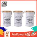 Kitchen Storage Jars 3pcs Large Capacity Metal Canisters Set with Bamboo Lid for Coffee Tea Sugar Airtight Sealed Jars Easy to Clean Multipurpose Storage Containers Kitchen Canisters. 