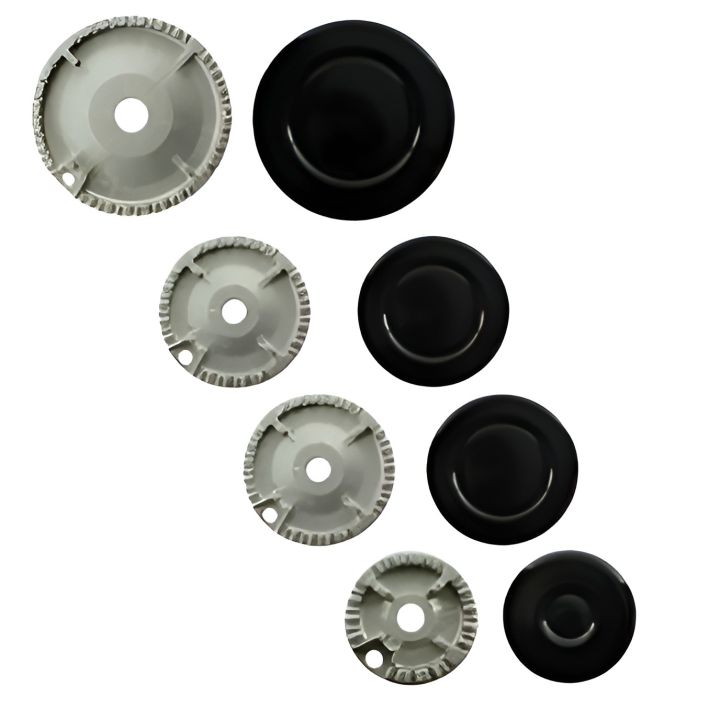 Oven Hob Gas Cooker Burner Crown Kit & Flame Caps (Pack of 8)