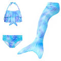 3Pcs/set Girl Kid Swimwear Mermaid Tail Sling Crop Tops Panties Gradient Color Swimsuit for 3-12 Years. 