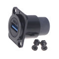 D type Metal USB Socket Double Pass Connector USB 3.0 Connector Panel Mounting A JUE. 