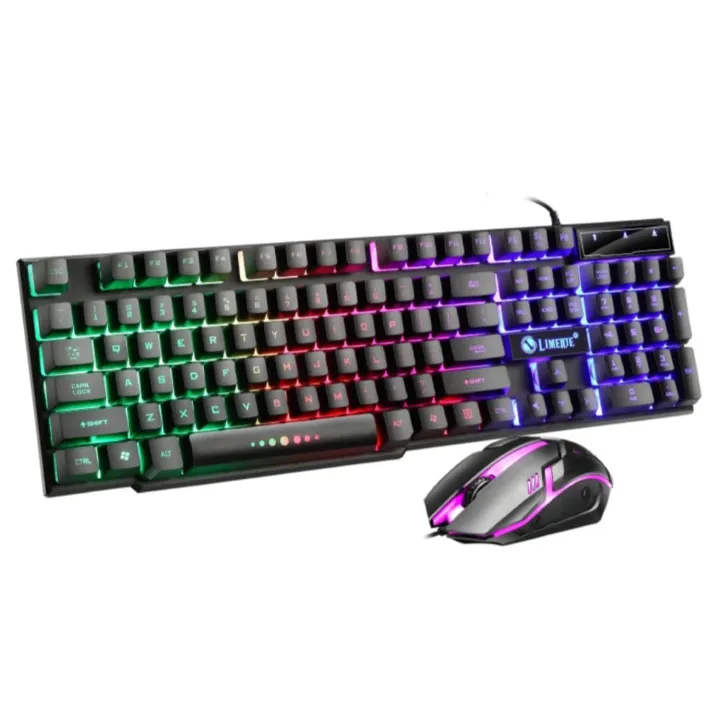 Limeide GTX-300 USB Wired Gaming Keyboard & Mouse Standard 104 Keys Ergonomic Multimedia Keyboard Rainbow LED Backlight RGB for PC Computer Desktop Laptop Keyboard and Mouse Combo