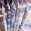 Kawaii Cute Press Pen Cartoon Blue Big-Eared Dog 0.5mm Black Ink Gel Pens Pens Student Writting Stationery Office School Supplies. 