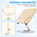 Book Stand Foldable Desktop Holder for Reading,with 360° Rotating Base & Page Clips. 