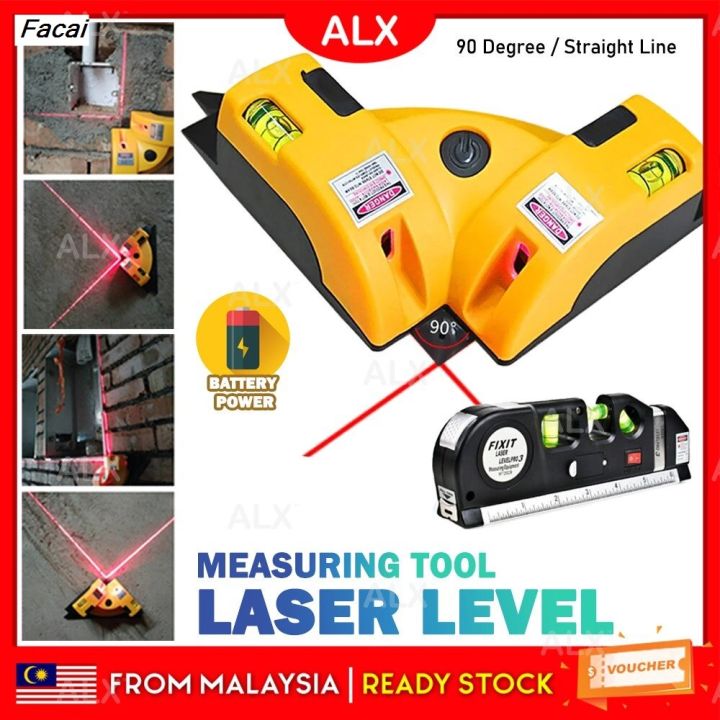 Facai ALX BORONG MALAYSIA 90 Degree Straight Line Laser Level Marking Projection Luxury Tool Laser Level Measuring Tape Aligner Penanda Projek 激光水平仪