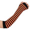 1Pair Trendy Striped Sleeves Wrist Hand Cover Knitted Long Fingerless Gloves Cartoon Arm Warmer Sleeves Driving Accessories. 