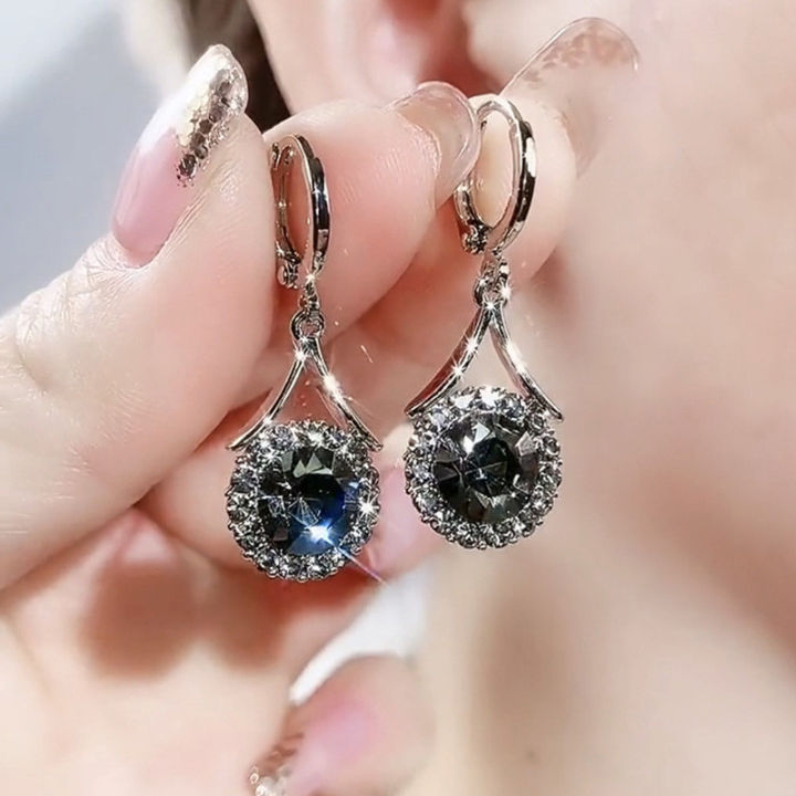 New Ins 2024 Exquisite Crystal Water Drop Dangle Earrings Luxury Zircon Earings for Women Girl