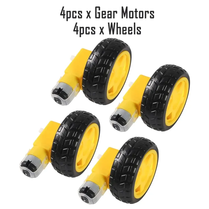 4pcs%20Gear%20Motors%20and%20Wheels%20for%204WD%20Arduino%20Smart%20Robotic%20Car%20TT%20Gear%20Motor%2065mm%20x%2028mm%20Yellow%20Plastic%20Rubber%20Tire%20Wheel%20-%20Image%205