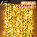 Auoyo 2M / 5M Vines with 20 / 50 LED Outdoor String Lights Artificial Plants Patio Decor Hanging Ivy Greenery Garland Plants Leaves For Balcony Decor / Outdoor Wall Decor / Garden Decor / Party. 