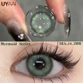 👍 UYAAI 2Pcs Contact Lenses For Eyes Color Mermaid Series Fashion Blue Contact Lenses Yearly Green Eyes Makeup Beauty Gray Eyes. 