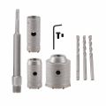 Concrete Hole Saw Kits SDS Plus Shank Wall Hole Cutter Cement Drill Bit Sets(30, 40, 60mm), with 220mm Connecting Rod. 