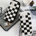 【HOT】 Kawaii Checkerboard Pencil Case Large Capacity Canvas Pen Bag Fashion Stationery Box Back To Schoolfor Girls School Supplies. 
