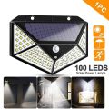 Solar Interaction Wall Lamp Solar Out Door Powered Motion Sensor Interaction Garden Wall 100 Led Lamp 3 Modes (Pack of 1). 