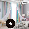 Star Curtains Stars Blackout Curtains for Kids Girls Bedroom Living Room Colorful Double Layer Star Window Curtains, 2 Panels (53Wx95L,Pink). 