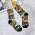 Van Gogh style retro oil painting horse herd art men's socks fashion casual comfortable sports socks novel fun happy socks gift. 