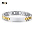Vnox Classic Identification Bracelets for Gentleman Jewelry 10MM Stainless Steel ID Tag Mens pulseira masculina 8.26 inch. 
