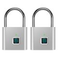 2X Fingerprint Padlock,Portable Anti-Theft USB Charging Fingerprint Lock for Lockers, Suitcases, Backpacks Etc. 