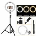 10 Inch Selfie Ring Light, LED Ring Light with 7 feet Tripod Mount and Phone Holder, Desktop Circle Light for YouTube Video, TikTok, Live Stream, Makeup - Beauty Ring Light for iPhone and android cell phone + Free Gift. 