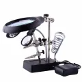 Helping Third Hand Tool Soldering Stand With Welding Magnifying Glass 2 Alligator Clips 360 Degree Rotating Adjustable. 