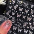 【ALLGOOD】1PC DIY Aurora Silver Butterfly Nails Stickers Snake Dragon Heart Star Moon Self-adhesive Foils Sparkly 3D Nail Art Decal Decoration. 