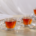 Deli Glass Tea Set 190ml with Saucer Tea Cup for Coffee Espresso Cappuccinos Lattes Beer Tea Juice Hot Water and Iced Beverages Cafe & Gift Set Drinking Glass. 