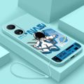 OPPO A78 4G Reno 8T 4G A77 A77s A17K A33 A92 A31 A1K OPPO F21s Pro Smile Astronaut Square Phone Case Liquid Silicon Soft Casing nasa Cover. 