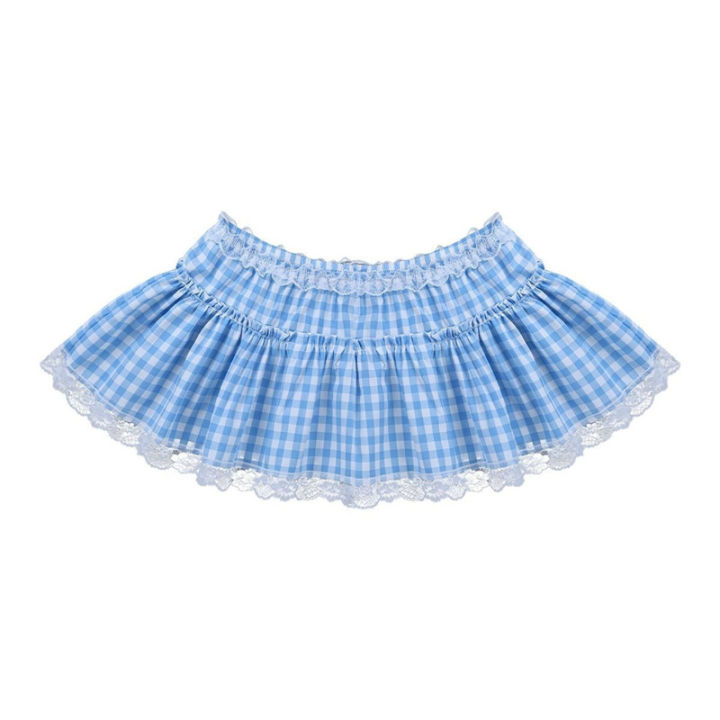 Women%20Y2K%20Lace%20Mini%20Skirt%20Summer%20Plaid%20Gingham%20Ruffle%20Short%20Fairy%20Princess%20Low%20Rise%20Pleated%20A-line%20Skirts%20Lolita%202000s%20-%20Image%205