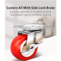 Red Caster Wheels, Heavy Duty Casters Wheels with Brake Swivel Casters with Polyvinyl Chloride (PVC) Wheels, Plate Casters Locking Casters Red. 