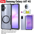 4 in 1 Samsung Galaxy A07 4G Shockproof Phone Case With Magnetic Wireless Charging Sticker For Samsung A07 A06 A17 A16 Anti-blue Ray Tempered Glass and Lens Film. 