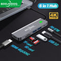 GOOJODOQ USB HUB HDMI USB Type C 6-In-1 Hub 6 Ports PD 87W Charging 2 Ports USB 3.0 4K HD TF Card SD Card Micro Card Reader High Speed Adapter Type C 3.0 Splitter USB C HUB for MacBook Pro. 