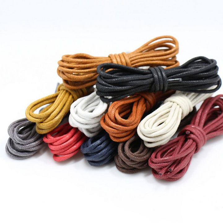 LSGS 1 Pair Cotton Waxed Shoelaces Round Oxford Shoe laces Boots Laces