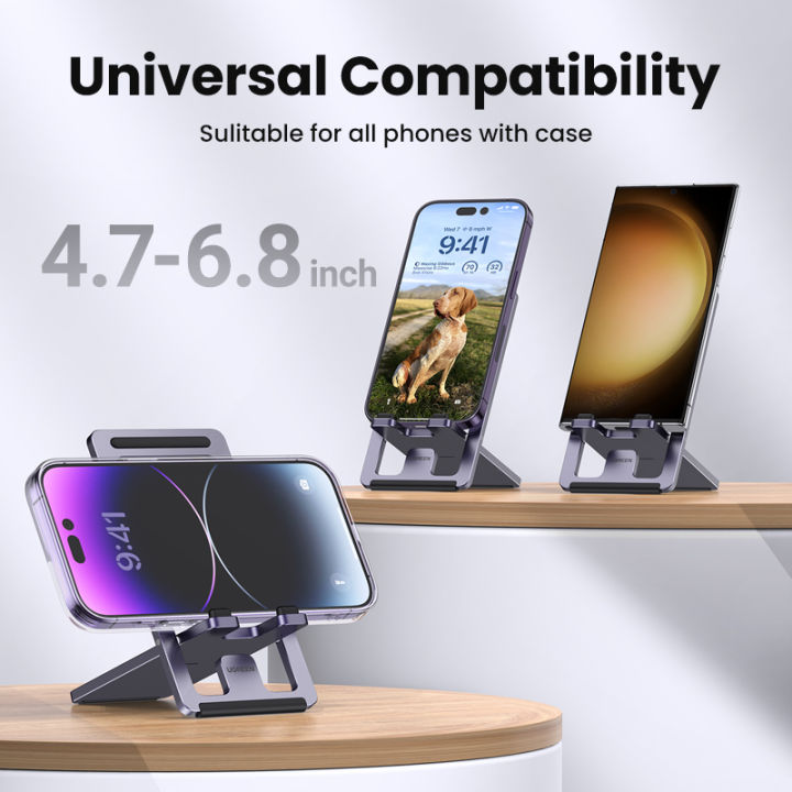 UGREEN%20Cell%20Phone%20Stand%20for%20Desk%20Adjustable%20Aluminum%20Alloy%20Phone%20Holder%20Dock%20for%20iPhone%2014%20Plus/iPhone%2014%20Pro%20Max%2013%2012%20Pro%20Max%20Xiaomi%20Foldable%20Mobile%20Phone%20Holder%20Stand%20-%20Image%207