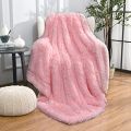 (size : 35 x 60) Inches Luxury Faux Fur Blanket Thicken Warm Elegant Cozy Faux Fur Throws For Sofa Throw Blanket Pink Color. 