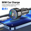 KOKKO Car Charger Fast Charging 90W USB Charger 2 PD USB C 1 USB A Car Charger For Smartphones Tablets Video Game Controllers. 