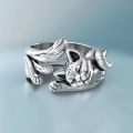 Cute Fortune Cat Animal Rings Couple Jewelry Adjustable Finger Rings For Men Lover Women Lady Girl Boy Male Valentine's Day Gift. 