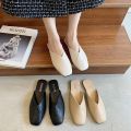 【ZOSR】TOP☆ Large Size Baotou Half Slippers Women 41-43 Fat Feet Wide 42 Korean Version All-Match Lazy Square Toe Flat Muller Shoes 40 CSKY. 
