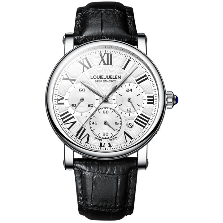 DGSenpi%20Men's%20Multi-Functional%20Waterproof%20Big%20Dail%20Watch%20Ge-nuine%20Leather%20Strap%20Calendar%20Quartz%20Watch%20-%20Image%202