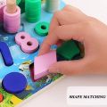 Children's Wooden Learning Counting Montessori Pairing Numbers Shapes Pairing Early Education Teaching Aids Math Fishing Toys. 