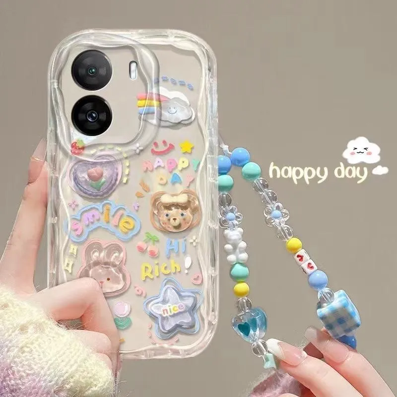 YunqiangYi Lovely 3D Cartoon Flower Chain Phone Cases For iPhone