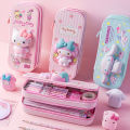 Sanrio Pu Large Stockpile Pencil Case Kawaii Hellokitty Cinnamoroll Melody School Pencils Bag Pouch Pen Case Supplies Stationery. 