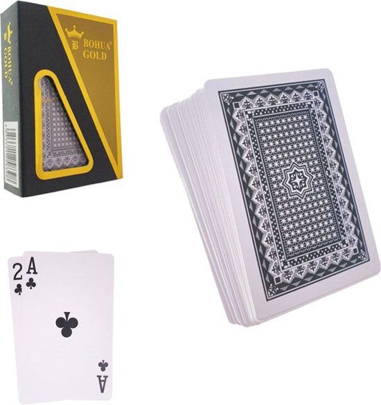 54 Pcs Plastic Playing Cards Pack with Box - Bohua Gold Waterproof Poker Playing Card Deck by ZinZen