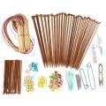 Knitting Needles Set-18 Pairs 18 Sizes Bamboo Circular Knitting Needles + 36 Single Pointed Bamboo Knitting Needles + Weaving Tools Knitting Kits. 
