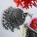 Black silver radiational Long Indian Jhumka Jhumki oxidized Dangle Earrings With Pearl For Women and girl. 