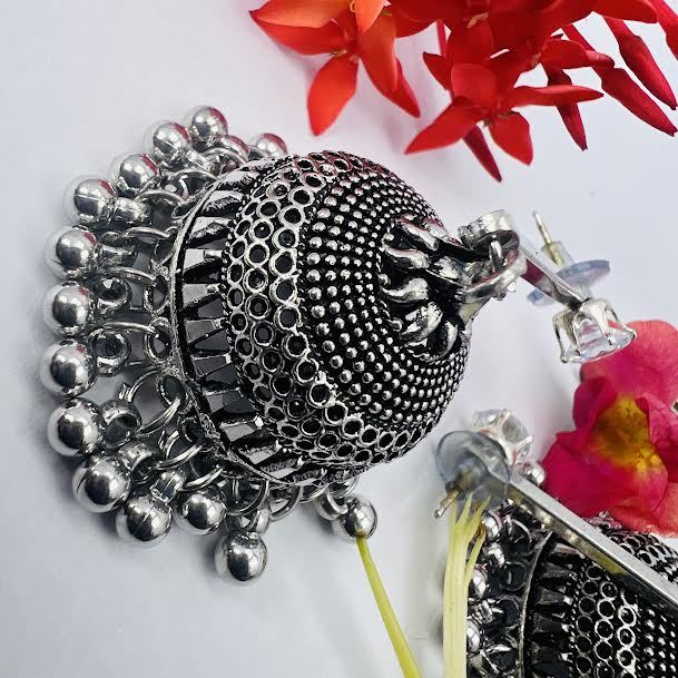 Black%20silver%20radiational%20Long%20Indian%20Jhumka%20Jhumki%20oxidized%20Dangle%20Earrings%20With%20Pearl%20For%20Women%20and%20girl%20-%20Image%208