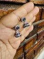 silver color small cute jimiky drop earring with multi and red, green, blue, maroon stone for women and girl. 