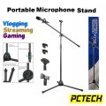 Microphone Stand, Heavy Duty Adjustable Collapsible Tripod Boom Mic Stands with 2 Mic Clip Holders for Performance, Karaoke Singing, Speech, Wedding, Stage and Outdoor Activity - Black. 