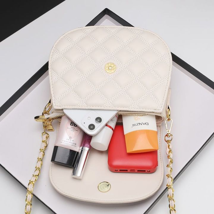 Hong Kong Surrogate Shopping2023New Bags Genuine Leather Bag Women's Fashion Style Rhombus Chain Bag Shoulder Messenger Bag