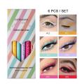HANDAIYAN Makeup Colored Eyeliner Gel Pencil Kit 6 Colors/box Waterproof Color White Eye Liner Pen Make up Cosmetics Yellow Blue. 