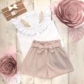 Kid Baby Girls Party Outfits Button Tops T Shirt Short Pants Clothes Set. 